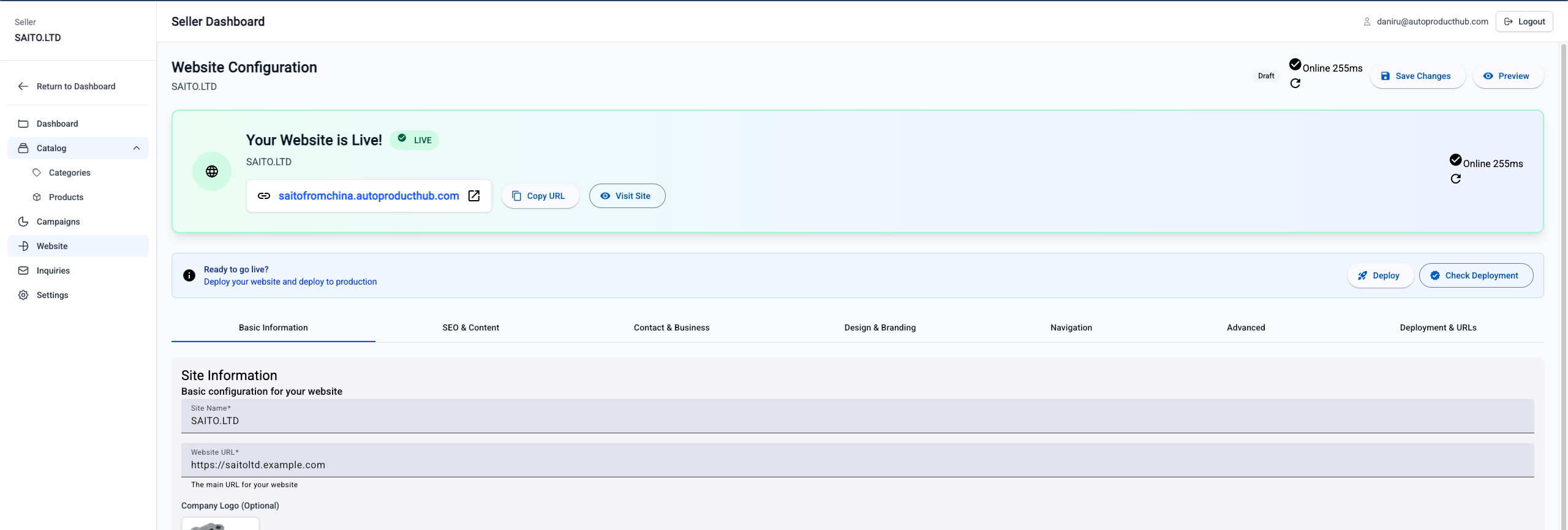 Website Configuration